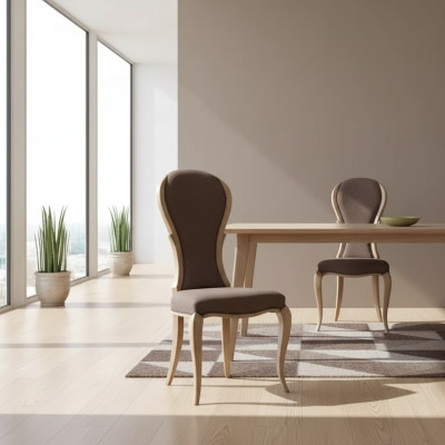Chaise de salle à manger Luxe Design Chaise en bois Marron Mobilier de Style Italien Neuf