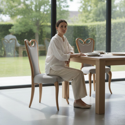 Chaise sans accoudoir Salle à manger Marron Design Textile Chaise de salle à manger de luxe
