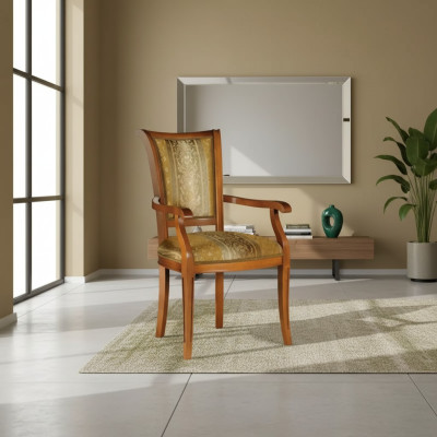 Chaise de salle à manger avec accoudoirs de style Art Déco Design de salle à manger Textile de luxe Marron