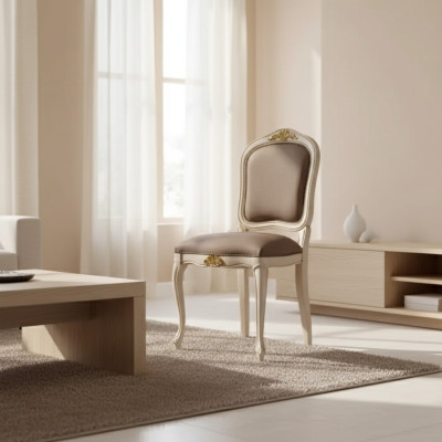 Chaise de salle à manger en bois Siège Rembourrage Mobilier italien Fauteuil inclinable neuf