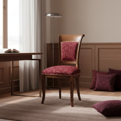 Chaise de salle à manger de luxe Chaise fauteuil Salle à manger Sièges Bois Moderne Rouge