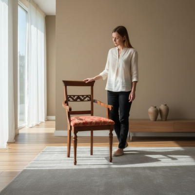 Salle de séjour Chaise Design Salle à manger Chaises en bois Revêtement avec accoudoirs neufs