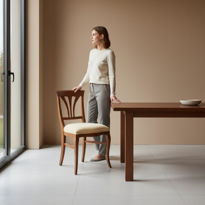 Chaise Marron Salle à manger Style Classique Chaises Rembourrage Design Luxe nouveau