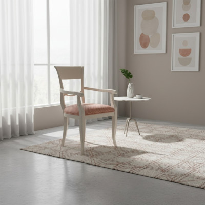 Chaise avec accoudoirs Design Marron Salon Rembourrage Salle à manger Bois neuf