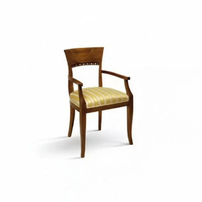 Chaise avec accoudoir Chaise de salle à manger Bois Classique Mobilier Rembourrage Textile