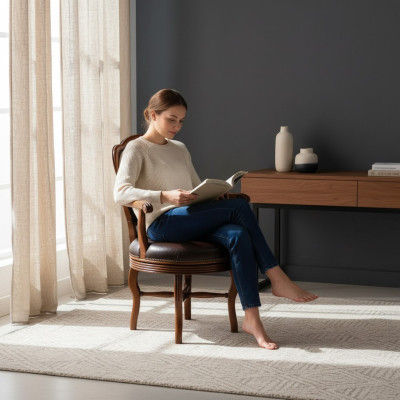 Chaise de bureau Chaise de luxe Chaise de bureau en cuir synthétique Chaise de bureau Chaise de bureau en bois meubles de designer