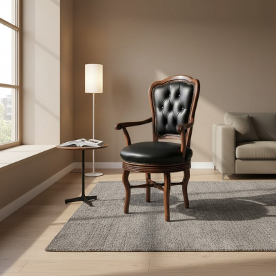 Fauteuil de bureau en bois Fauteuil de direction Chesterfield Mobilier italien Noir Pivotant