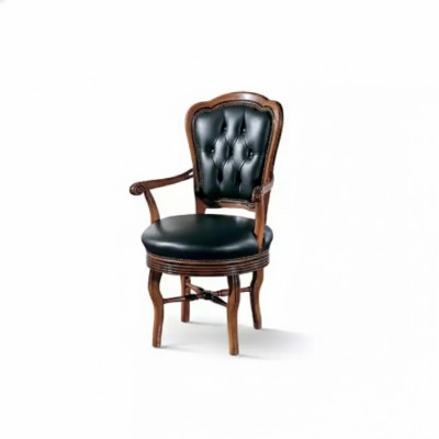 Fauteuil de bureau en bois Fauteuil de direction Chesterfield Mobilier italien Noir Pivotant