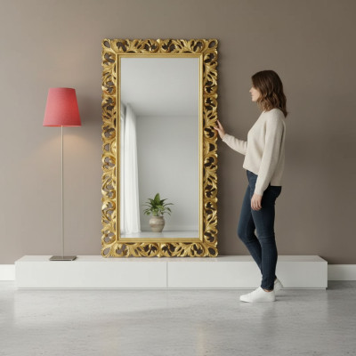 Design classique Miroir Buffet de salon Cadre en bois de luxe nouveau
