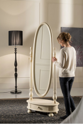 Classique r Salon Grand miroir sur pied en bois beige Conception nouvelle