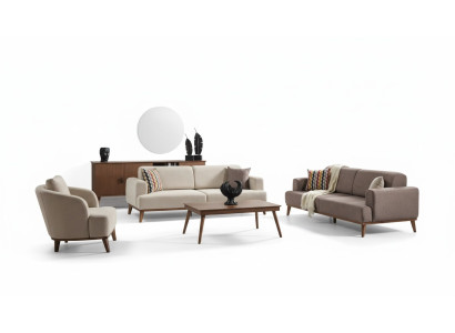 Ensemble de meubles pour salon 331 canapé 3 places fauteuil groupe de 4 pièces beige neuf
