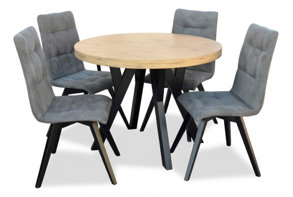 Table de salle à manger ronde complète 4 chaises Set de salle à manger Ess en bois 5 pièces