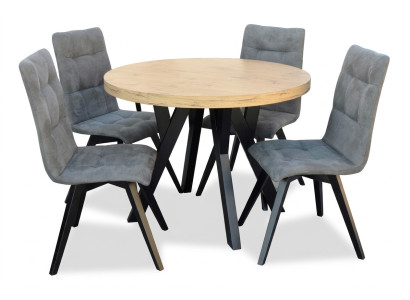 Table de salle à manger ronde complète 4 chaises Set de salle à manger Ess en bois 5 pièces