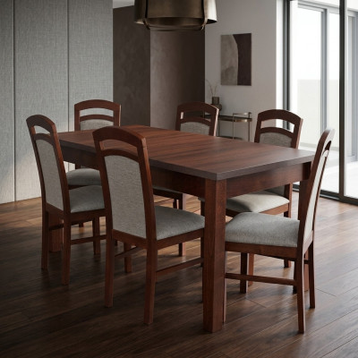 Ensemble de salle à manger Designer en bois essentiel, table 6x chaises Suite avec rembourrage 7 pièces.