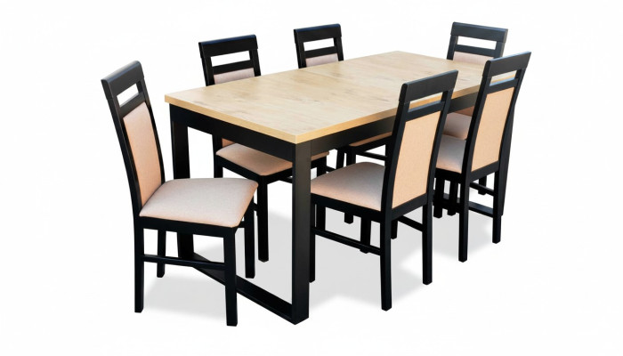 Table à manger moderne Ensemble de salle à manger en bois 6 chaises Set 7 pièces. ensemble