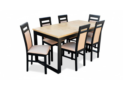 Table à manger moderne Ensemble de salle à manger en bois 6 chaises Set 7 pièces. ensemble