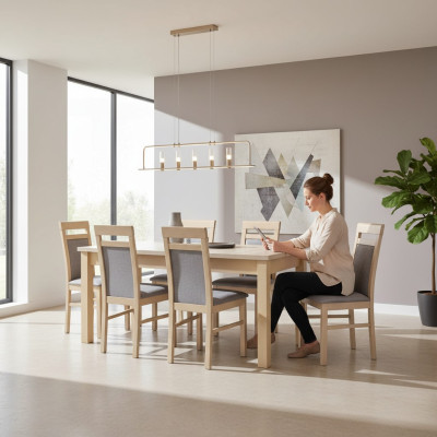 Table à manger + 6x chaises Salle à manger Suite Designer Bois Classique Set