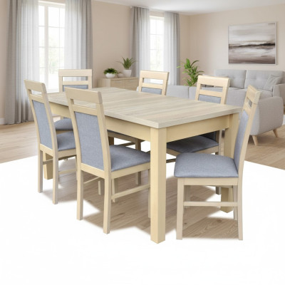 Table à manger + 6x chaises Salle à manger Suite Designer Bois Classique Set