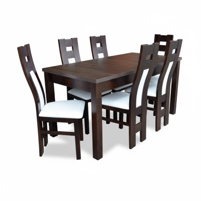 Table à manger classique en bois, ensemble de salle à manger Table bois Chaises 6x marron.