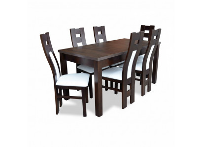 Table à manger classique en bois, ensemble de salle à manger Table bois Chaises 6x marron.