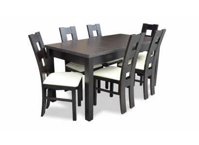 Table de salle à manger classique en bois, ensemble de salle à manger de 7 pièces avec 6 chaises.