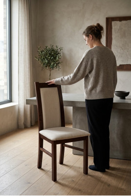 Chaise 1 place Salle à manger Bois Fauteuil Design Luxe Classique Fauteuils