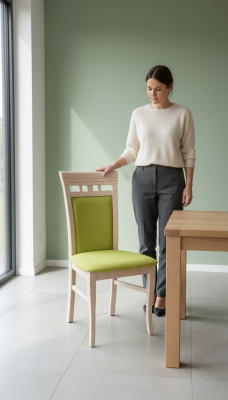 Chaise de salle à manger 1 place bois Luxe Design de meubles classiques fauteuil inclinable