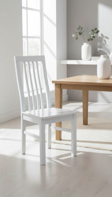 Chaise de salle à manger classique, chaise de salle à manger de designer, chaise luxueuse en bois blanc