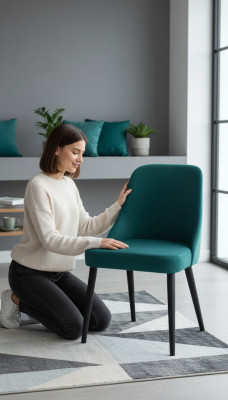 Salle à manger Chaises Tissu Siège Chaise Rembourrage en bois Chaise verte en bois Moderne nouvelle