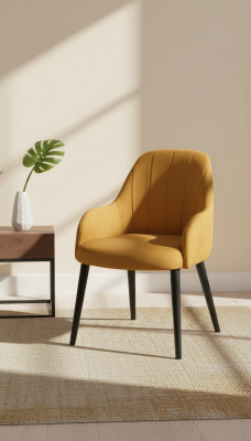 Conception Chaise de salle à manger en tissu de luxe avec accoudoirs Chaise marron
