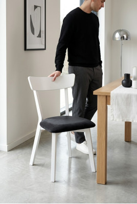 Conception de chaise Chaise en bois Chaise de salle à manger Bois de luxe Blanc Mobilier Chaises neuves