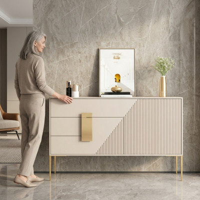Commode Buffet Bois Gris Salle à manger Design de luxe Mobilier moderne neuf