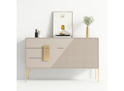 Commode Buffet Bois Gris Salle à manger Design de luxe Mobilier moderne neuf