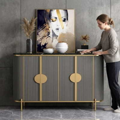 Buffet de luxe Commode Salon Designer Mobilier Gris Moderne Nouveau