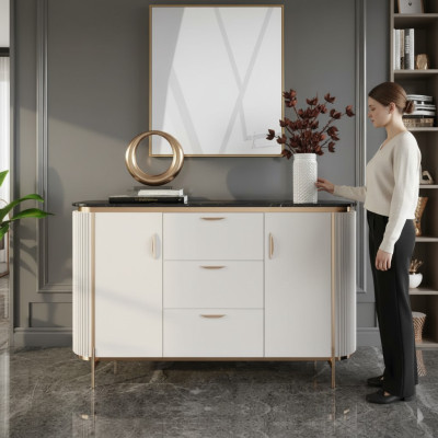 Buffet Commode Buffet Bois Moderne Blanc Salon Commodes de Chambre nouveau