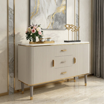 Meubles de design Luxueux Commode Buffet Salle de séjour Moderne Gris Bois nouveau