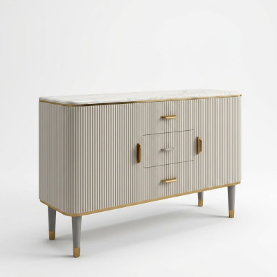 Meubles de design Luxueux Commode Buffet Salle de séjour Moderne Gris Bois nouveau
