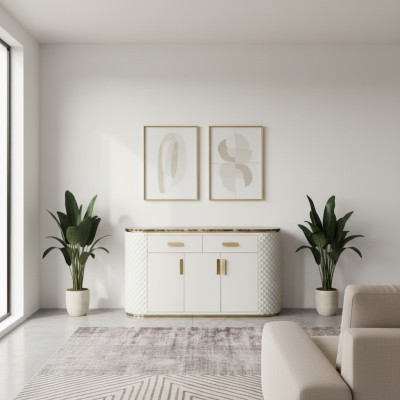 Commode Design Armoire en bois Luxe Buffet bas Bahut Blanc neuf