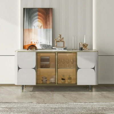 Commode Armoire en Bois Buffet Armoire Blanche Meuble Moderne Neuf