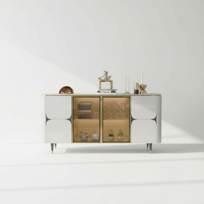 Commode Armoire en Bois Buffet Armoire Blanche Meuble Moderne Neuf