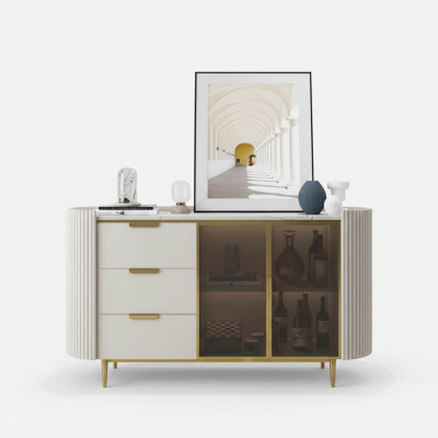 Commode de designer Buffet Armoire de salon Étagère en acier inoxydable Planche de Luxe