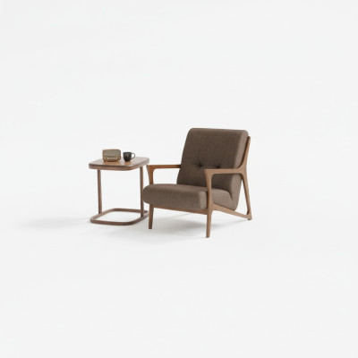 Fauteuil de salon en tissu Brun Mobilier Salon Bois Ameublement Linge de luxe neuf