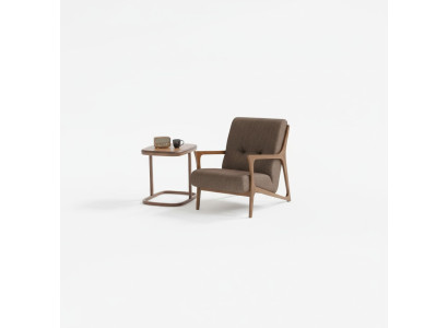 Fauteuil de salon en tissu Brun Mobilier Salon Bois Ameublement Linge de luxe neuf
