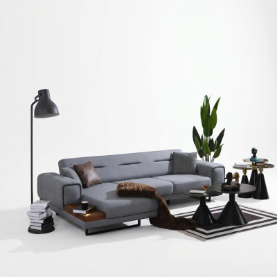 Canapé d'angle gris moderne en forme de L, canapé de salon, ameublement de luxe, nouveau design.