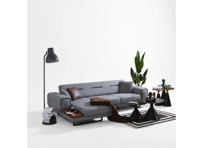 Canapé d'angle gris moderne en forme de L, canapé de salon, ameublement de luxe, nouveau design.