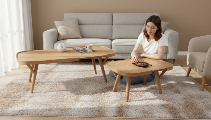 Salle de séjour Ensemble 2 pcs 2x Tables basses Mobilier Design Moderne Complet Bois