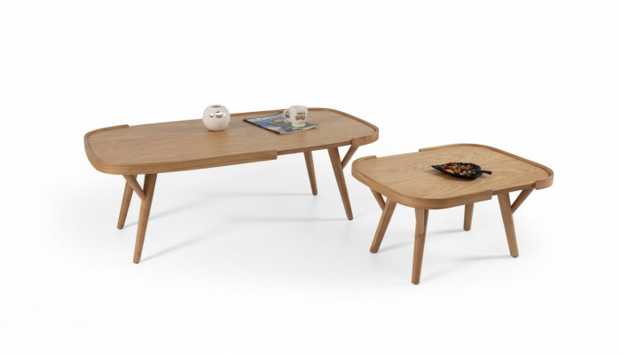 Salle de séjour Ensemble 2 pcs 2x Tables basses Mobilier Design Moderne Complet Bois