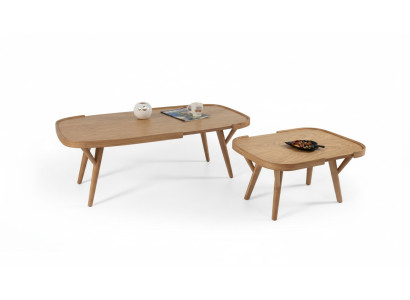 Salle de séjour Ensemble 2 pcs 2x Tables basses Mobilier Design Moderne Complet Bois
