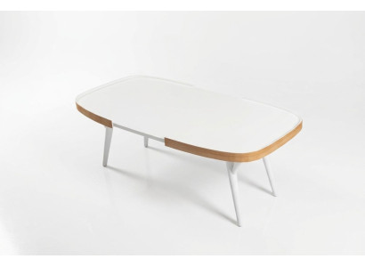 Table basse en bois blanc pour salon, design moderne, ameublement.