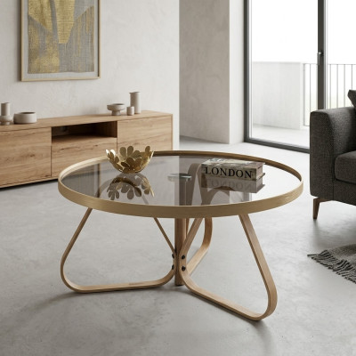 Table basse de designer Table en verre de luxe Table ronde en bois de salon